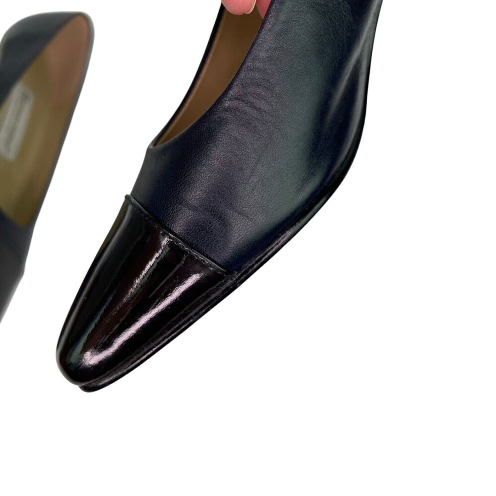 Etienne Aigner Navy Blue Leather Brown Toe Pumps Heels Women's Sz 8.5 M - Picture 5 of 16